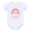 1/2 Birthday Outfit Girl Baby Boho Rainbow Tutu Half Way To One Easter Party Smash Cake Photo Shooting Summer Short Sleeve Cotton Romper Diaper Cover Skirt Crown Hat 3pcs Set Dusty Pink 6 Months view 2