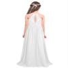 Duoremi Big Girls Sequin Halter Neck Wedding Long Dress Pageant Party Junior Bridesmaid Maxi Gown 01 White 16 Years view 2