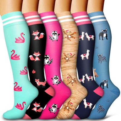 Bluemaple 6 Pack Copper Compression Socks for Women and Men Circulation-Best Support for Medical, Running,Nursing,Athletic