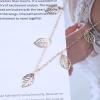 Allereyae Vintage Leaf Dangle Necklace Metal Leaf Pendant Necklace Tiny Leaf Choker Necklace Gold Minimal Choker Necklace Jewelry for Women view 3