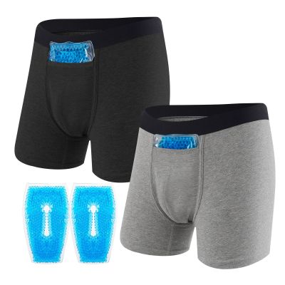 Janmercy 2 Pcs Vasectomy Underwear with 2 Custom Fit Ice Packs for Testicular Support and Pain Relief Vasectomy Support Snug Briefs Gift for Men Multicolored