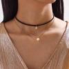 Allereyae Vintage Layered Pearl Pendant Necklace Suede Choker Necklace Black Velvet Choker Necklace Gold Pearl Choker Necklace Jewelry for Women view 2