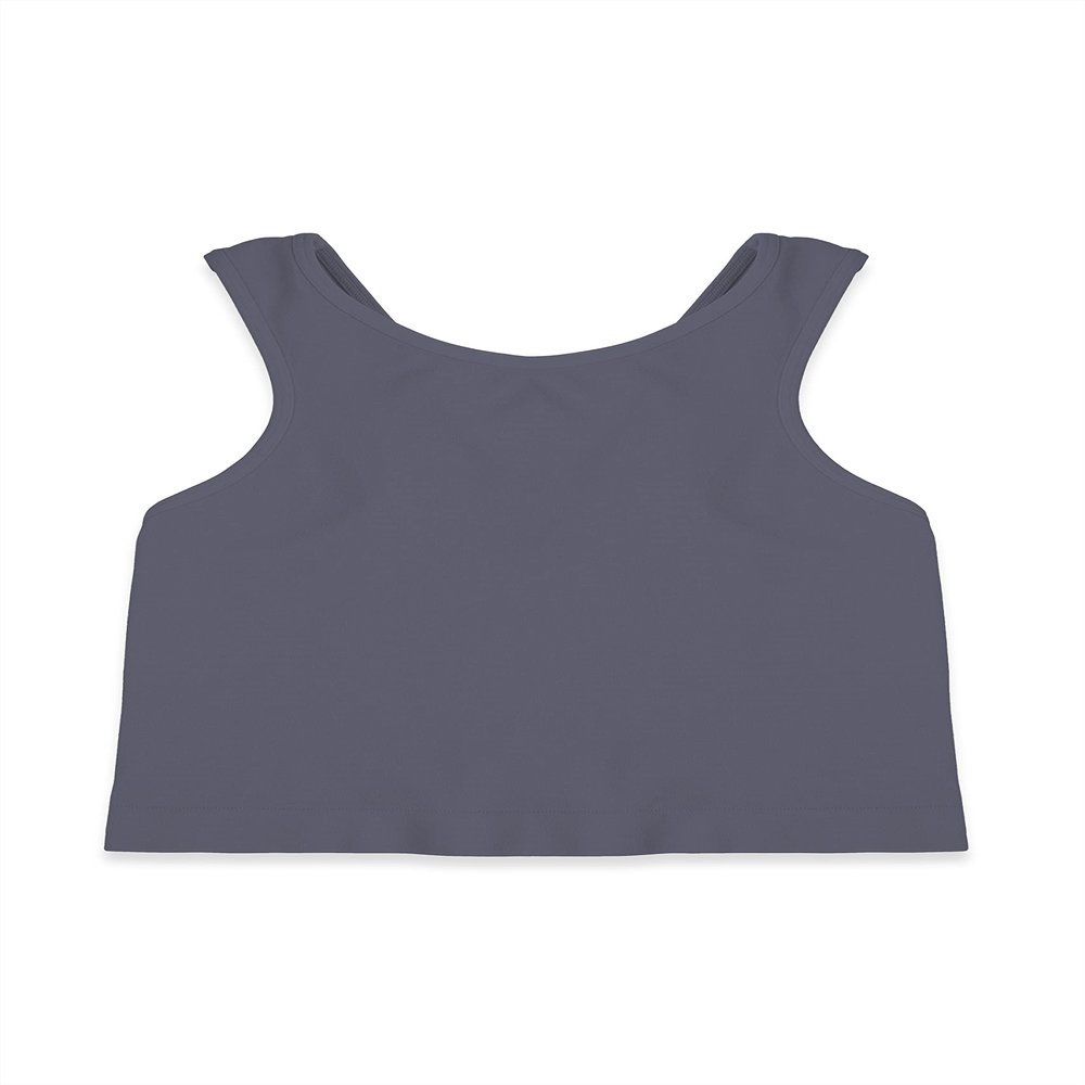 Kurve Premium Girls Seamless Supersoft Sleeveless Crop Tank Top - Stretchy Bra, UV UPF 50+ (Made in USA), Charcoal, 4 Years-8 Years
