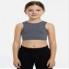 Kurve Premium Girls Seamless Supersoft Sleeveless Crop Tank Top - Stretchy Bra, UV UPF 50+ (Made in USA), Charcoal, 4 Years-8 Years view 2