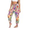 Aflyko Floral Women Dance Pants Rainbow Flower Cartoon Flora Boho Trousers Yoga Hip Hop Sweatpants Breathable Lounge Harem Pants M view 1