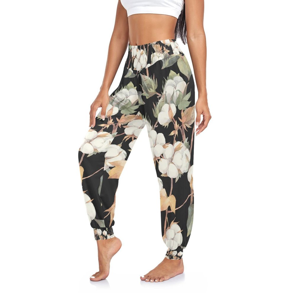 Aflyko Women Boho Trousers Cotton Branch Sweatpants Yoga Harem Pants S-2XL