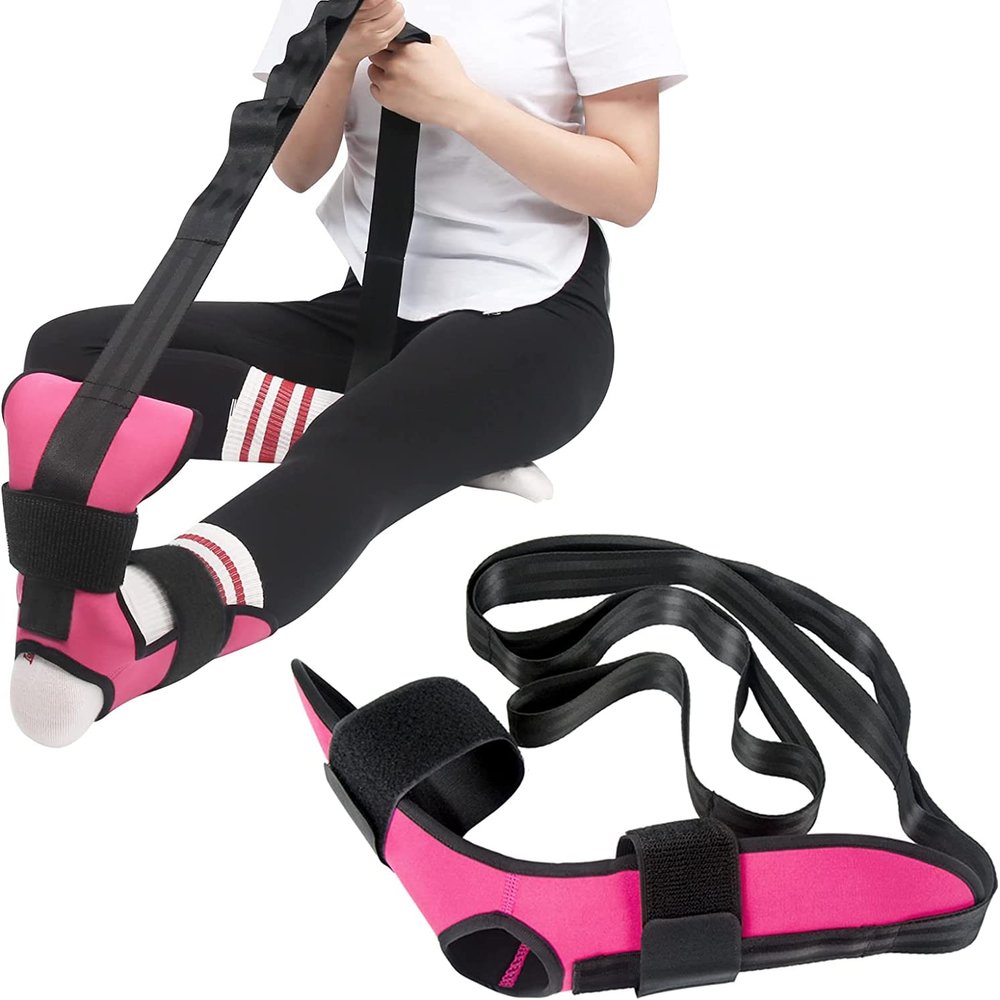 Foot and Calf Stretcher for Plantar Fasciitis, Leg Stretch BandImprove Leg StretchingPremium Physiotherapy Stretching Strap Improves Strength and Relief to Heel Spurs, Calf, Thigh and Hip (Rose)