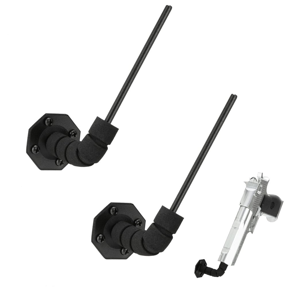 LOIUO 90 Degree Handgun Hanger in Barrel Pistol Storage Concealed Gun Holder Rack for Indoor Storage Display,Multi Surfaces Mounted 0.2" Dia (2 Pack)