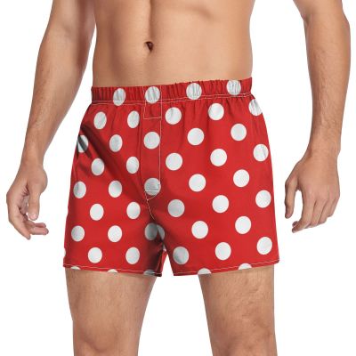 Aflyko Novelty Boxer Shorts Red Polka Dot Relaxed Fit Boxers Casual Men's Underwear, XXL