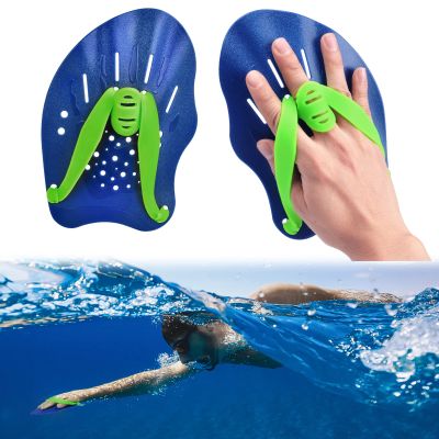AMFUN 1 Pair Swim Paddles for Hand, Swimming Training Hand Paddles with Adjustable Straps,Swim Diving Training Hand Paddle for Men Women(Blue)