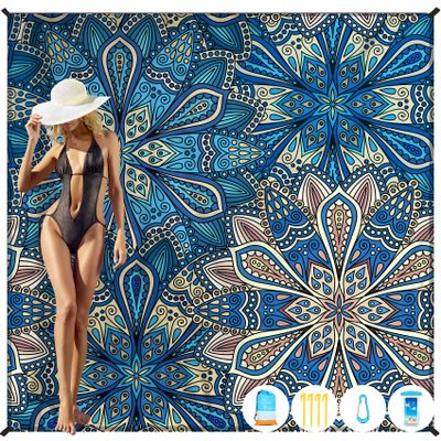 Famstar Beach Blanket Oversized Extra Large 78" X 81",Waterproof Sandproof Beach Blanket 1-7 Adults Lightweight Durable for Travel Camping Hiking Picnic