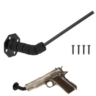 LOIUO 45 Degree Handgun Hanger in Barrel Pistol Storage Concealed Gun Holder Rack for Indoor Storage Display,Multi Surfaces Mounted 0.2" Dia (1 Pack)