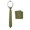 Spring Notion Boys' Linen Blend Zipper Necktie and Pocket Square Set, Olive Small view 1