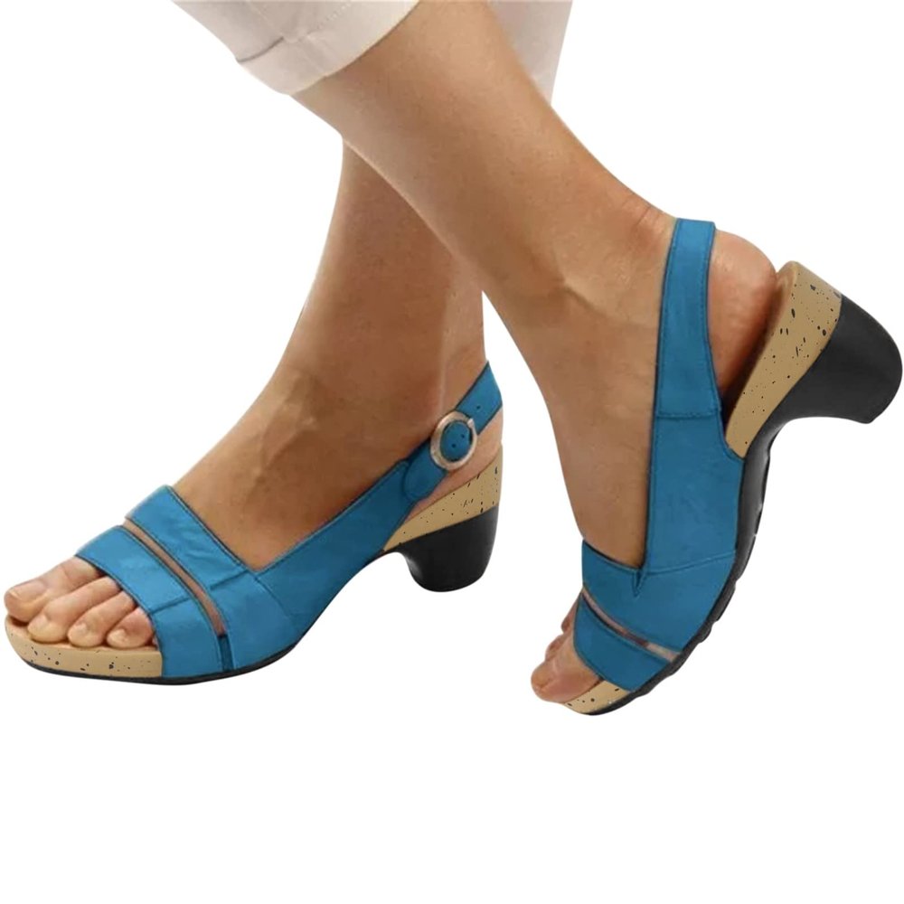 Black Sandals Women Dressy, Women's Walking Sandal Closed Toe Round Toe Hollowed Out Thick Sole Breathable Beach Sandals