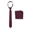 Spring Notion Boys' Linen Blend Zipper Necktie and Pocket Square Set, Wine Large view 1