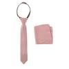 Spring Notion Boys' Linen Blend Zipper Necktie and Pocket Square Set, Desert Coral Medium view 1