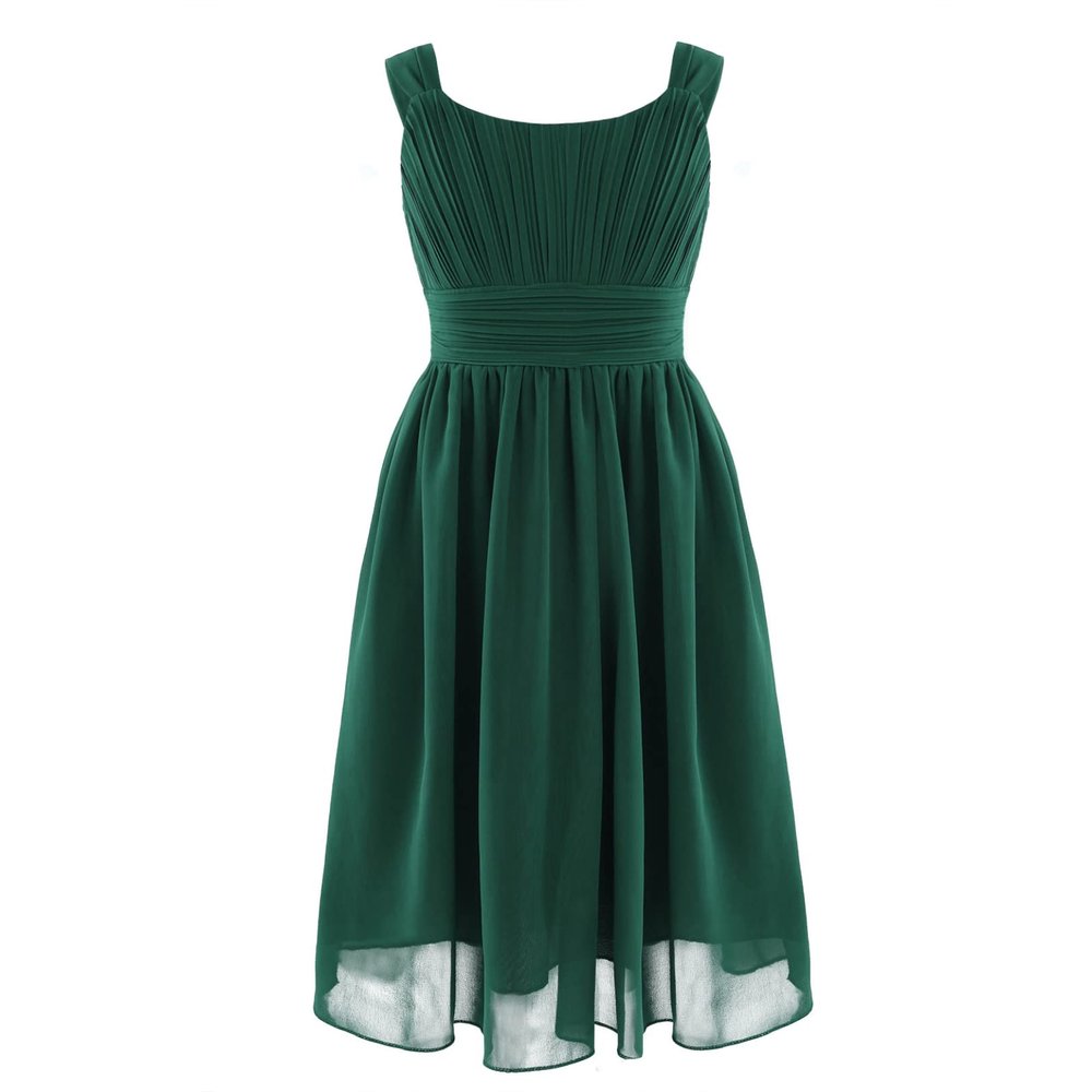 Huimingda Kids Girls Chiffon Sleeveless Flower Girl Dress Birthday Party Dress Holiday Casual Sundress Green 6 Years