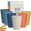 Homienly Drinking Glasses Wheat Straw cups,Unbreakable Alternative to 12oz Plastic Cups,Stackable and Lightweight Cups for Juice,Iced coffee-Colorful view 1
