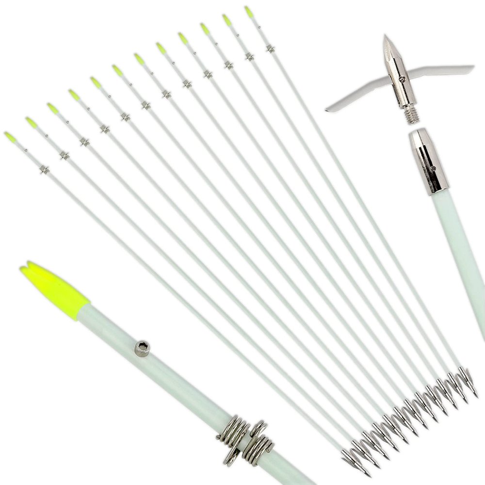 ZSHJGJR Bowfishing Arrows - Solid Fiberglass Shaft OD 8.8mm with Hunting Fishing Broadhead for Compound Bow and Recurve Bow Fishing Arrow Archery 6 Pcs