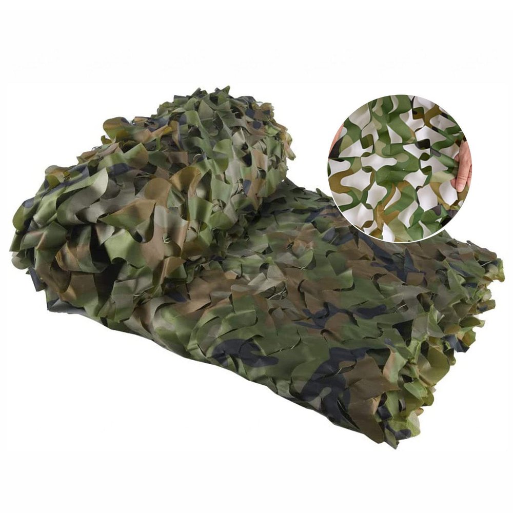 Xrdbfd Camo Net Woodland, Hunting Camouflage Netting, Reinforced Camouflage Shade Net 1.5x3/2x3/2x4/3x4/3x5/4x6/5x8m, Military Camping Camo Netting Sunscreen,2x9m(6.6 * 29.5ft)
