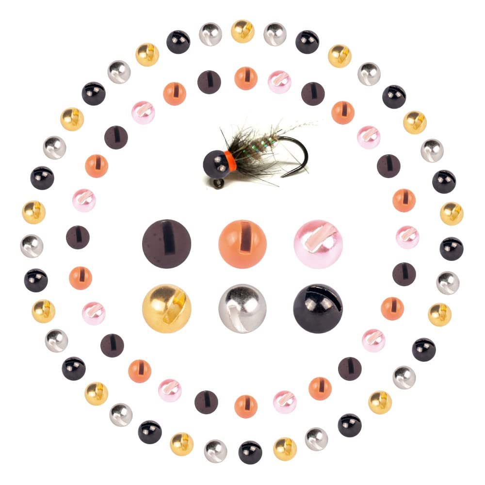 MUUNN 300Pcs Slotted Tungsten Beads, Fly Tying Beads Heads Assortment Fly Tying Materials Nymph for Fly Fishing Tungsten Slot Beads,3.0mm