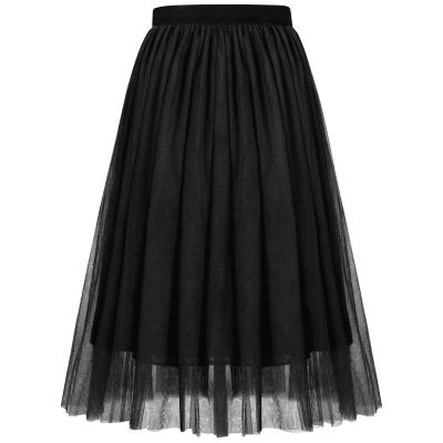 BOOPH Girls Tulle Skirts A-line Mesh Skirt Long Black Tutu Skirts Dress for Toddler Girls 9-10Y