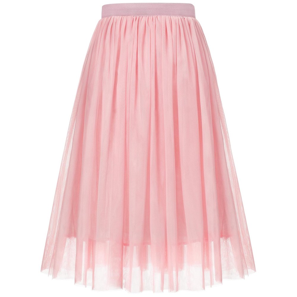 BOOPH Girls Tulle Skirts A-line Mesh Skirt Long Pink Tutu Skirts Dress for Toddler Girls 6-7Y