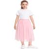 BOOPH Girls Tulle Skirts A-line Mesh Skirt Long Pink Tutu Skirts Dress for Toddler Girls 6-7Y view 2