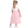 BOOPH Girls Tulle Skirts A-line Mesh Skirt Long Pink Tutu Skirts Dress for Toddler Girls 6-7Y view 4