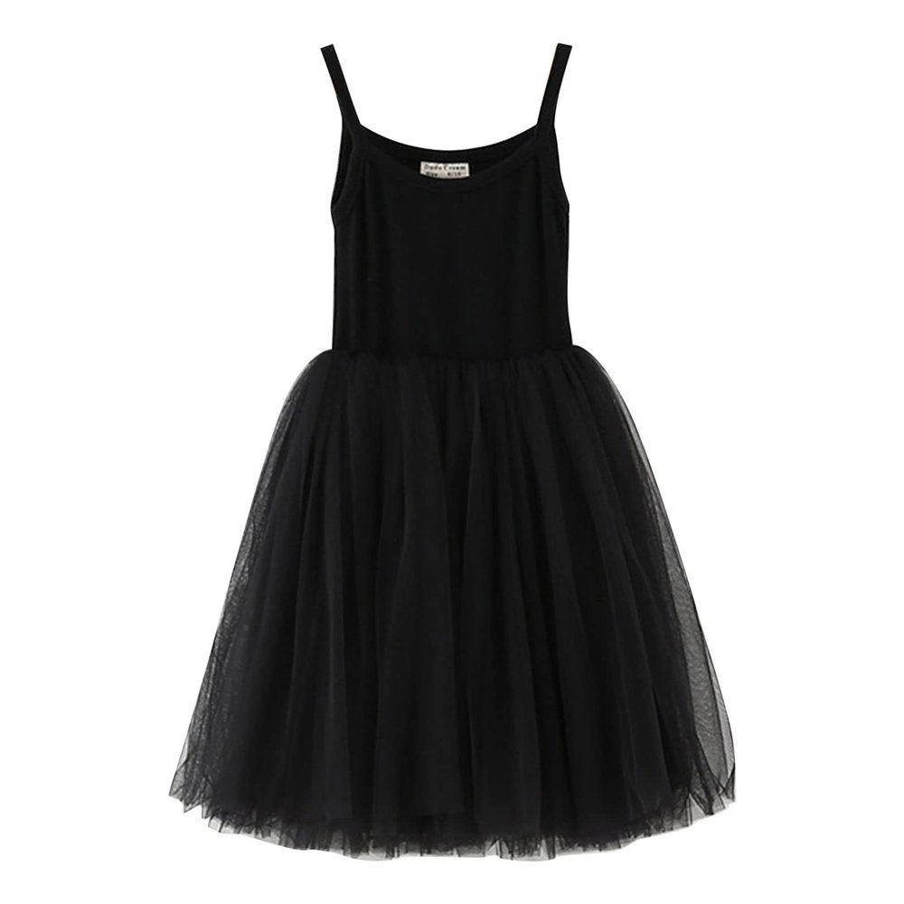 Baby Girls Tutu Dress Toddler Cotton Tutu Dress Infant Tulle Dresses Girl Sleeveless Princess First (Black, 6-7 Years)