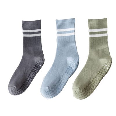 3Pcs Yoga Socks with Grips for Women, Cotton Mid-tube Bottom Cushioned Socks Non Slip Grip Socks for Yoga, Pilates, Barre, Dance, Ballet
