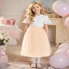 BOOPH Girls Tulle Skirts A-line Mesh Skirt Long Beige Tutu Skirts Dress for Toddler Girls 8-9Y view 3