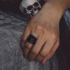 Bandmax Black Skull Ring for Men Size 12 Stainless Steel Chunky Biker Skull Rings Flame Skull Rings Blazing Skull Rider Ring Punk Jewelry view 3