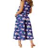 ROYLAMP Women's Summer 2 Piece Outfits Round Neck Crop Basic Top Cropped Wide Leg Pants Set Jumpsuits Blue Floral L view 3