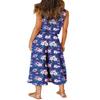 ROYLAMP Women's Summer 2 Piece Outfits Round Neck Crop Basic Top Cropped Wide Leg Pants Set Jumpsuits Blue Floral L view 4