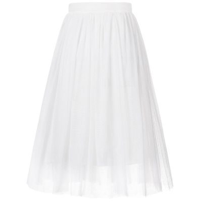BOOPH Girls Tulle Skirts A-line Mesh Skirt Long White Tutu Skirts Dress for Toddler Girls 8-9Y