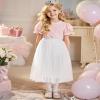 BOOPH Girls Tulle Skirts A-line Mesh Skirt Long White Tutu Skirts Dress for Toddler Girls 8-9Y view 3