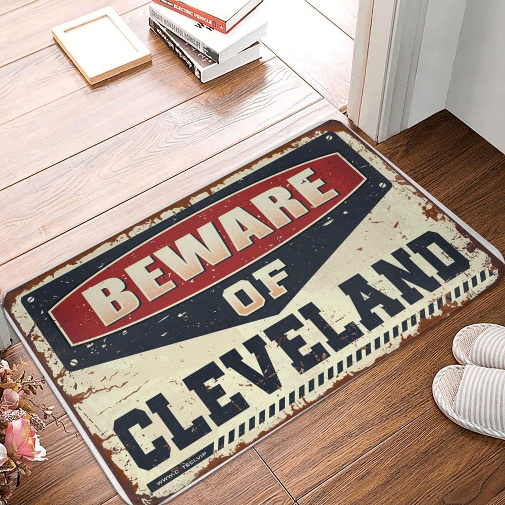 Abipuir Classroom Door Mat Beware of Cleveland Doormat Entry Floor Mats Porch Rugs Outdoor Waterproof (Size : 50X80CM)