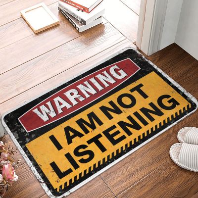 Abipuir Knock Before Entering Door Sign Warning I'm Not Listening Rug Bathroom Mat Set Home Bar Accessories (Size : 50X80CM)