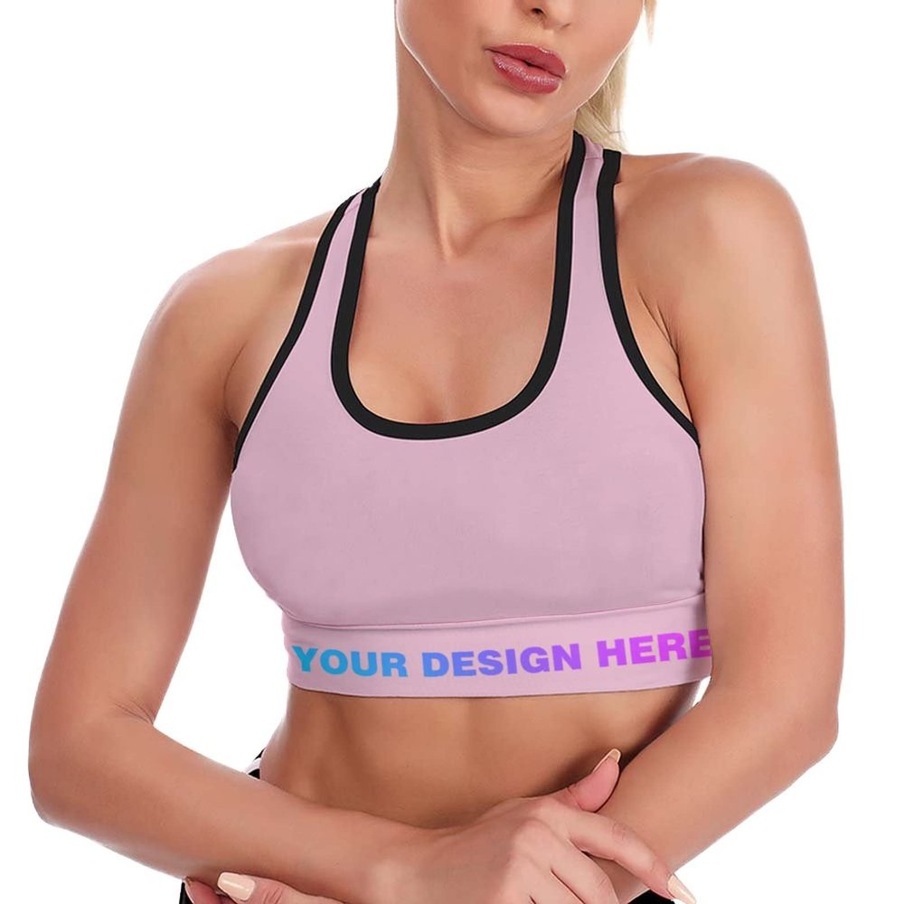 Custom Crop Tops Women's Short Vest with Any Photo Text Sports Bra Workout Tank Tops Pink XL