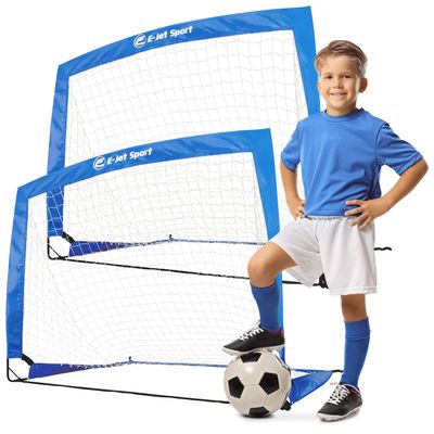 Portable 4' Fiberglass Soccer Goals, Quick Set-Up, Fiberglass Poles, High Stability, Solo Play, Instant Matches- Set of 2