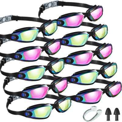 Treela 10 Pcs Swimming Goggles for Adults Pool Goggles Swim Glasses Bulk Multipack Anti Fog Silicone No Leaking(Bright Style)