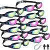 Treela 10 Pcs Swimming Goggles for Adults Pool Goggles Swim Glasses Bulk Multipack Anti Fog Silicone No Leaking(Bright Style) view 1
