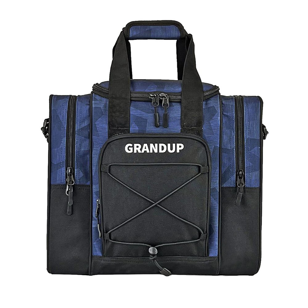 GRANDUP Bowling Ball Bag - Black Padded Ball Holder with Shoe Compartment - Fits Up to Mens Size 14