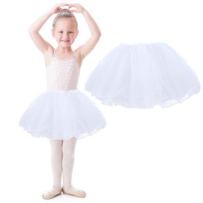 WLLHYF 4 Layers Tutu Skirt, Tulle Tutus for Girls Tulle Fluffy Ballet Dress Skirt Baby Toddler Tutus (White)