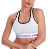 Custom Personalized Sports Bras for Women Workout Racerback Yoga Running Tank Top White L view 1