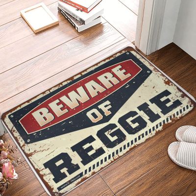 Abipuir Mancave Accessories Men Beware of Reggie Doormat Outdoor Porch Decor Playroom Furniture (Size : 65X90CM)
