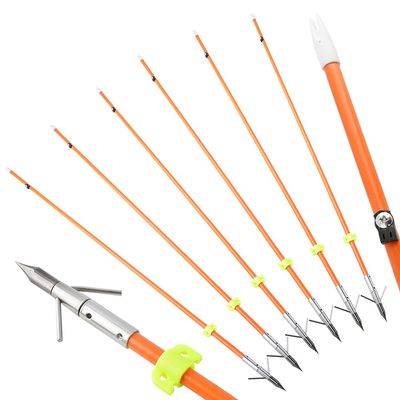 ZSHJGJR Bowfishing Arrows - Solid Fiberglass Shaft OD 8mm with Hunting Fishing Broadhead for Compound Bow and Recurve Bow Fishing Arrow Archery 12 Pcs