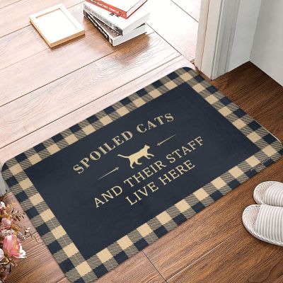 Classroom Door Mat Spoiled Cats and Their Staff Live Here Mat Entry Floor Mats Porch Rugs Outdoor Waterproof (Size : 65X90CM)