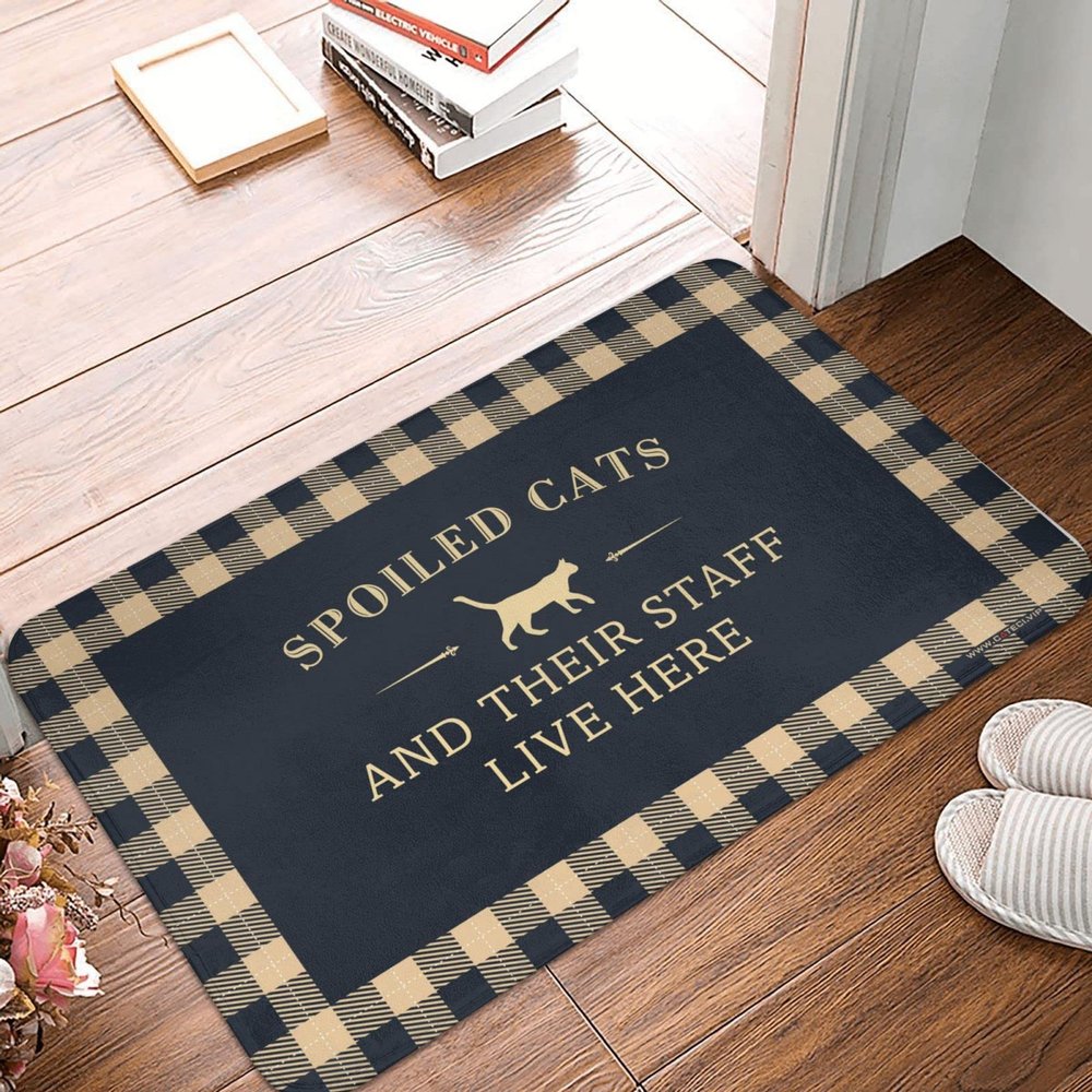 Classroom Door Mat Spoiled Cats and Their Staff Live Here Mat Entry Floor Mats Porch Rugs Outdoor Waterproof (Size : 65X90CM)